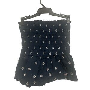 Hollister Dark Blue Smocked Top Stretch